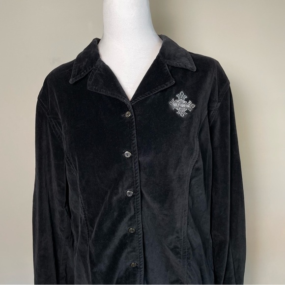 Vintage Harley Davidson Velvet Button Front Embroidered Shirt - Picture 7 of 9